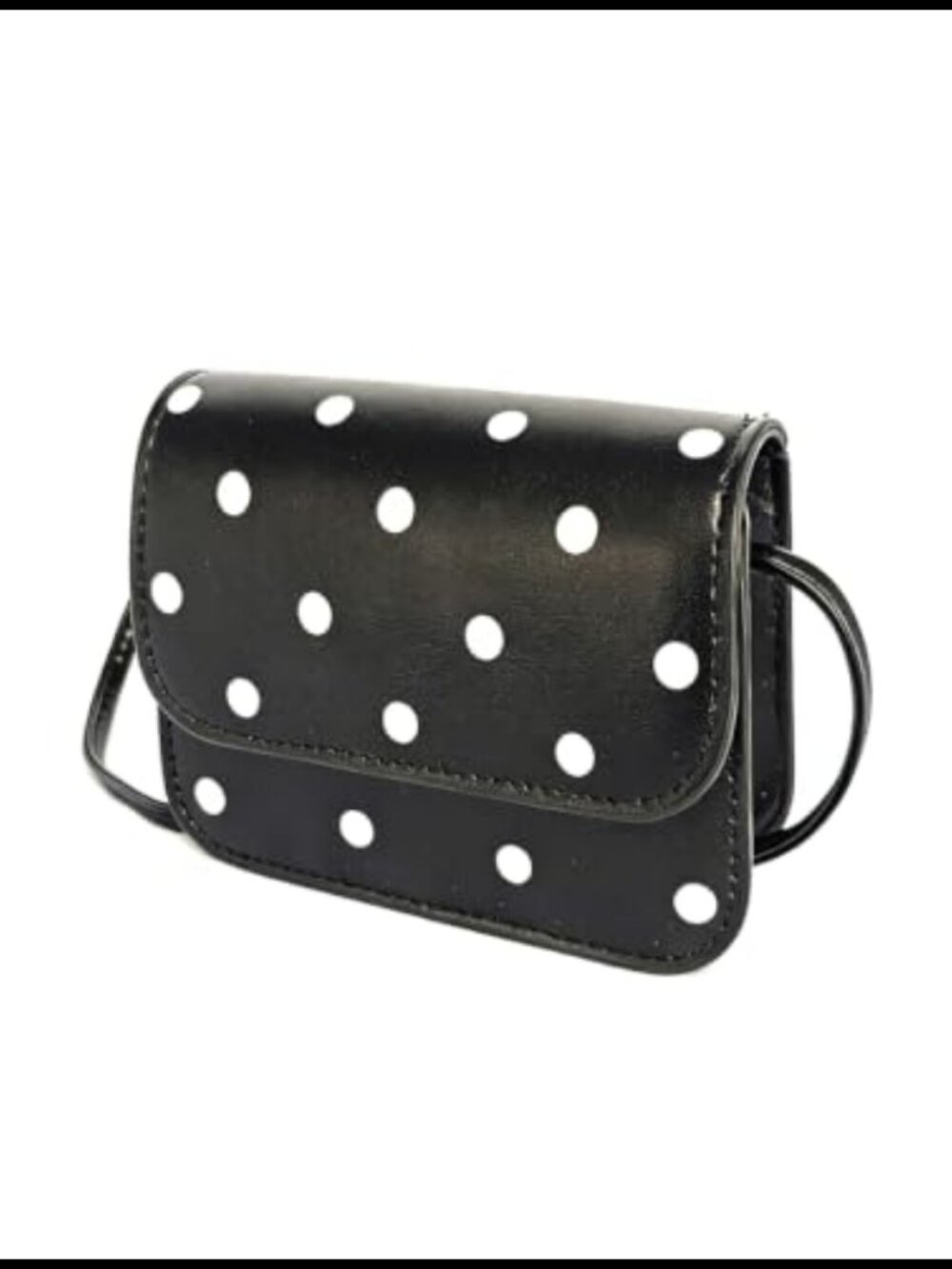 Polka Dot PU Leather Small Crossbody Bag Adjustable Strap Magnetic Snap Mini